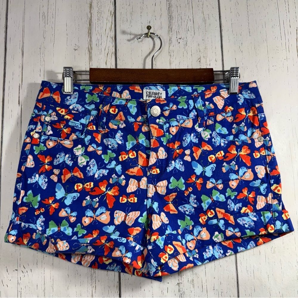 Celebrity Pink Y2K Butterfly Print Shorts Multicolor 5 Pockets Summer Blue Multi